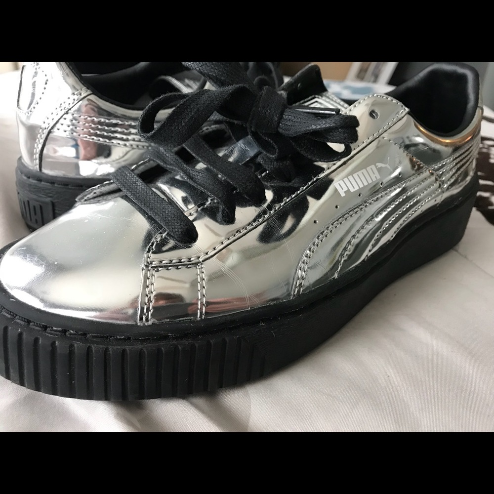 Metallic Pumas, Platform Sneakers